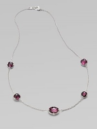 From the Contempo Collection. Cushion-cut doublets of pink corundum and mother-of-pearl are gracefully spaced along a delicate sterling silver chain. Pink corundumMother-of-pearlSterling silverLength, about 17Lobster claspImported