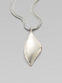 From the Palu Kapal Collection. Dramatic sterling silver design with a large leaf pendant dangling from a double snake chain.Sterling silver Length, about 32 Pendant length, about 4¼ Pendant width, about 1¾ Made in Bali From the Palu Kapal Collection. Dramatic sterling silver design with a large leaf pendant dangling from a double snake chain.Sterling silver Length, about 32 Pendant length, about 4¼ Pendant width, about 1¾ Made in Bali