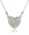 Nine West Hearts On Fire Silver-Tone Pave Crystal Heart Pendant Necklace