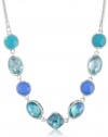 Nine West Fruit Punch Silver-Tone Blue Multi-Frontal Necklace, 18