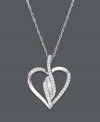 Open your heart and let love in. This sleek open-heart pendant by Wrapped in Love™ features a unique central design covered in round-cut and baguette-cut diamond (1/4 ct. t.w.). Necklace crafted in sterling silver. Approximate length: 18 inches. Approximate drop: 5/8 inch.