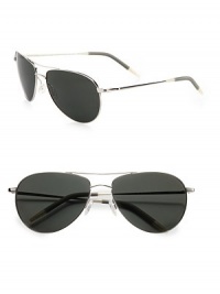 A classic double bridge design in shiny metal and polarized lens. Available in silver with midnight express polarized lens. 100% UV protectionImported A classic double bridge design in shiny metal and polarized lens. Available in silver with midnight express polarized lens. 100% UV protectionImported