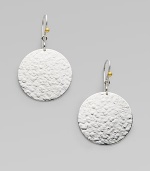 From the Lush Collection. Shimmery discs of hammered sterling silver are accented with 24k yellow gold.Sterling silver 24k yellow gold Length, about 2 Ear wire Imported