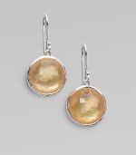 From the Wonderland Collection. A faceted round doublet, the rich, warm color of golden honey, combines color-backed mother-of-pearl layered with clear quartz in a modern sterling silver setting.Mother-of-pearl and clear quartzSterling silverDiameter, about 1Ear wireImported