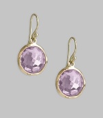 From the Lollipop Collection. Softly hued faceted amethyst drops, simply and gracefully set in 18k yellow gold. Amethyst 18k yellow gold Drop, about 1 Diameter, about ½ Ear wire Imported