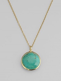 From the Lollipop Collection. An exquisite, faceted turquoise in a setting of 18k yellow gold on a graceful gold chain. Turquoise 18k yellow gold Length adjusts from about 16 to 18 Pendant diameter, about ¾ Spring ring clasp Imported