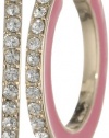 Anne Klein Bright Side Gold-Tone Pink Enamel Hoop Earrings