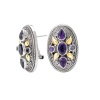 925 Silver & Amethyst Oval Filigree Earrings with 18k Gold Accents