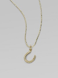 Good luck comes in a shimmering form - a horseshoe pendant on a 14k gold ball chain. Diamonds, 0.10 tcw 14k yellow gold Chain length, about 16 Pendant length, about ¼ Lobster clasp Imported Good luck comes in a shimmering form - a horseshoe pendant on a 14k gold ball chain. Diamonds, 0.10 tcw 14k yellow gold Chain length, about 16 Pendant length, about ¼ Lobster clasp Imported