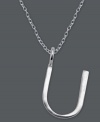 The perfect personalized gift. A polished sterling silver pendant features the letter U with a chic asymmetrical shape. Comes with a matching chain. Approximate length: 18 inches. Approximate drop: 3/4 inch.