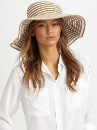 A high contrast design of grosgrain ribbon for a lightweight style, perfect for sunny days. Polyester/viscose/paper/silkBrim, about 6Machine washImported A high contrast design of grosgrain ribbon for a lightweight style, perfect for sunny days. Polyester/viscose/paper/silkBrim, about 6Machine washImported