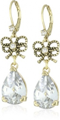 Betsey Johnson Iconic Heart of Gold Crystal Teardrop Drop Earrings Betsey Johnson Iconic Heart of Gold Crystal Teardrop Drop Earrings
