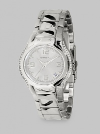 EXCLUSIVELY AT SAKS. From the Urban Collection. A stunning timepiece that adds a little sparkle to every minute. Quartz movement Water-resistant to 10 ATM Swarovski crystal accents along outer edge of case Round stainless steel case; 38mm diameter (1.5) White dial with bar hour markers and bold Arabic numerals Date display at 4:30 position Second hand Polished stainless steel link bracelet; width 17mm (.67) Foldover clasp Imported EXCLUSIVELY AT SAKS. From the Urban Collection. A stunning timepiece that adds a little sparkle to every minute. Quartz movement Water-resistant to 10 ATM Swarovski crystal accents along outer edge of case Round stainless steel case; 38mm diameter (1.5) White dial with bar hour markers and bold Arabic numerals Date display at 4:30 position Second hand Polished stainless steel link bracelet; width 17mm (.67) Foldover clasp Imported