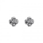 .925 Sterling Silver Rhodium Plated Rose Flower CZ Stud Earrings with Screw-back for Children & Women .925 Sterling Silver Rhodium Plated Rose Flower CZ Stud Earrings with Screw-back for Children & Women