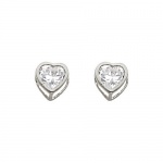 .925 Sterling Silver Rhodium Plated 3mm Heart Bezel CZ Stud Earrings with Screw-back for Children & Women .925 Sterling Silver Rhodium Plated 3mm Heart Bezel CZ Stud Earrings with Screw-back for Children & Women