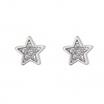 .925 Sterling Silver Rhodium Plated Star CZ Stud Earrings with Screw-back for Children & Women