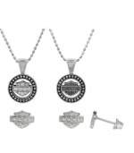 Harley-Davidson® MOD® Women's Circle Beaded Necklace Set with White Swarovski Crystals HDS0002 Harley-Davidson® MOD® Women's Circle Beaded Necklace Set with White Swarovski Crystals HDS0002