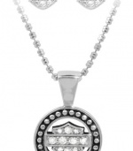 Harley-Davidson .925 Silver Circle Beaded Necklace & Earring Set with White Swarovski Crystals Harley-Davidson .925 Silver Circle Beaded Necklace & Earring Set with White Swarovski Crystals