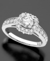 Quality to last a lifetime. 14k white gold engagement ring featuring round-cut diamonds (1-1/4 ct. t.w.).