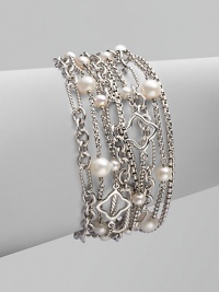 From the Pearl Collection. A unique style with a mix of links to form a beautifully crafted multi-row design, all accented with freshwater pearls. Sterling silverFreshwater pearlsToggle closureLength, about 8Imported From the Pearl Collection. A unique style with a mix of links to form a beautifully crafted multi-row design, all accented with freshwater pearls. Sterling silverFreshwater pearlsToggle closureLength, about 8Imported