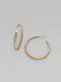 EXCLUSIVELY AT SAKS. Feminine filigree hoops, with dazzling pavé-set crystals. Crystal 18k goldplated Diameter, about 1½ Post back Imported EXCLUSIVELY AT SAKS. Feminine filigree hoops, with dazzling pavé-set crystals. Crystal 18k goldplated Diameter, about 1½ Post back Imported