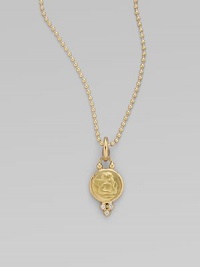 This gracefully embossed angel of 18k gold, atop three sparkling diamonds, evokes a Renaissance painting.Diamonds, .45 tcw 18k gold Diameter, about ½ Made in Italy Please note: Necklace sold separately. This gracefully embossed angel of 18k gold, atop three sparkling diamonds, evokes a Renaissance painting.Diamonds, .45 tcw 18k gold Diameter, about ½ Made in Italy Please note: Necklace sold separately.
