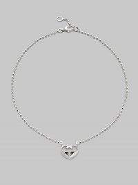From the Love Britt Collection. Interlocking G heart pendant is front and center along a simple bead chain.Sterling silver Length, about 14 with 1 extender Width of pendant, about ¾ Lobster clasp closure Made in Italy 