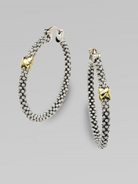 This highly textured, sterling silver piece features radiant 18k gold accents for added interest. Sterling silver18k goldLength, about 1Hinge-and-post backImported This highly textured, sterling silver piece features radiant 18k gold accents for added interest. Sterling silver18k goldLength, about 1Hinge-and-post backImported