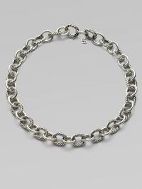 From the Oval Link Collection. Large sterling silver links alternate between smooth and cabled in a chain to wear alone or with a jeweled enhancer. Sterling silver Length, about 17½ Hidden spring clip clasp Imported From the Oval Link Collection. Large sterling silver links alternate between smooth and cabled in a chain to wear alone or with a jeweled enhancer. Sterling silver Length, about 17½ Hidden spring clip clasp Imported