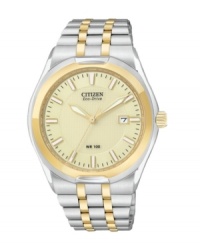 Polish off a weekday or weekend look with this refined Eco-Drive Corso watch by Citizen. Polish off a weekday or weekend look with this refined Eco-Drive Corso watch by Citizen.