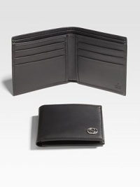 Leather wallet with dark palladium hardware.Six card slots and two bill compartments4W x 4HMade in Italy Leather wallet with dark palladium hardware.Six card slots and two bill compartments4W x 4HMade in Italy