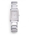 THE LOOKRectangular tungsten case, 20mm (.75) X 25mm (1)Smooth bezelWhite dialBar hour and minute markersSecond handTungsten link braceletWater resistant to 5 ATMTHE MATERIALTungstenORIGINImported