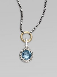 A richly faceted blue topaz in a graceful cable frame makes an elegant addition to your own necklace or bracelet. Blue topaz Sterling silver Diameter, about ½ Spring clip clasp Made in USA Please note: Necklace sold separately. A richly faceted blue topaz in a graceful cable frame makes an elegant addition to your own necklace or bracelet. Blue topaz Sterling silver Diameter, about ½ Spring clip clasp Made in USA Please note: Necklace sold separately.