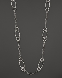 Beautifully textured sterling silver links, in oval and circle shapes, form a dramatic necklace. From the John Hardy Bedeg collection. Beautifully textured sterling silver links, in oval and circle shapes, form a dramatic necklace. From the John Hardy Bedeg collection.