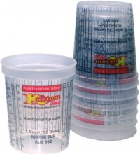 Custom Shop Pack Of 12 each 32 Ounce Paint Mix Cups with calibrated mixing ratios on side of cup Custom Shop Pack Of 12 each 32 Ounce Paint Mix Cups with calibrated mixing ratios on side of cup