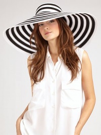 Bold stripes are eye-catching on this oversized wide brim style that's perfect for many occasions.Elasticized inner band fits most Brim, about 8 wide 95% polypropylene/5% polyester Spot clean Made in USA of imported materials Bold stripes are eye-catching on this oversized wide brim style that's perfect for many occasions.Elasticized inner band fits most Brim, about 8 wide 95% polypropylene/5% polyester Spot clean Made in USA of imported materials