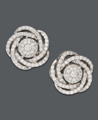 Not your average studs. Wrap your ears in sparkle with this chic, knotted design by Wrapped in Love™. Set in 14k white gold, earrings features dozens of pave-set, round-cut diamonds. Approximate diameter: 1 inch. Not your average studs. Wrap your ears in sparkle with this chic, knotted design by Wrapped in Love™. Set in 14k white gold, earrings features dozens of pave-set, round-cut diamonds. Approximate diameter: 1 inch.
