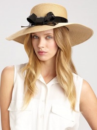 A charming design with a glossy bow accent to keep the sun out of your eyes. PolyesterBrim, about 4Imported A charming design with a glossy bow accent to keep the sun out of your eyes. PolyesterBrim, about 4Imported