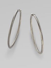 From the Thoroughbred Collection. A signature cable of sterling silver rendered in a hooped shape.Sterling silver Diameter, about 2 Pierced back Imported From the Thoroughbred Collection. A signature cable of sterling silver rendered in a hooped shape.Sterling silver Diameter, about 2 Pierced back Imported