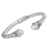 925 Silver & Mabe Pearl Cuff Bracelet with 18k Gold Accents