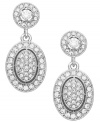 Frame your face with playful shapes and a little shimmer. Eliot Danori's elegant drop earrings feature round-cut crystals and cubic zirconia accents set in silver tone mixed metal. Approximate drop: 1/2 inch.
