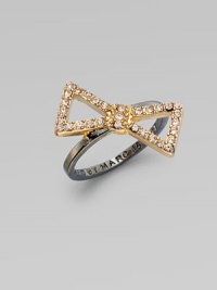 An asymmetrical design with brilliant rhinestones. 10k goldplated brassHematite plated brassGlass stonesImported An asymmetrical design with brilliant rhinestones. 10k goldplated brassHematite plated brassGlass stonesImported
