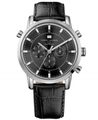 Classically styled with black and silver, this sport watch from Tommy Hilfiger complements any look. Classically styled with black and silver, this sport watch from Tommy Hilfiger complements any look.