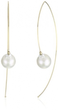 Mizuki 14k Gold White Seed Pearl Marquis Hoop Earrings