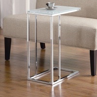 Coaster 900250 Contemporary Snack Table with Glass Top, Silver Coaster 900250 Contemporary Snack Table with Glass Top, Silver