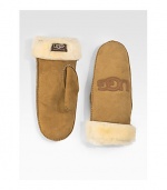 Classic style in cozy shearling sheepskin with leather logo detail on front. Back logo tab detailAbout 10 longSpecialist dry cleanImportedFur origin: Spain