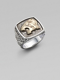 Intricate design features an 18K gold tiger's head on a signature sterling silver ring. Sterling silver18k goldAbout ¾ wideImported Intricate design features an 18K gold tiger's head on a signature sterling silver ring. Sterling silver18k goldAbout ¾ wideImported