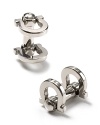 Signature flip-bar style cufflinks in brass from Salvatore Ferragamo.