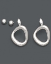 Macy's - Silver Plated Stainless Steel Oval Tube Dangle Post and Stud Earrings Macy's - Silver Plated Stainless Steel Oval Tube Dangle Post and Stud Earrings