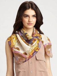 This remarkable wool and silk blend features a fascinating bird print.62% wool/38% silkAbout 55 X 55Dry cleanImported This remarkable wool and silk blend features a fascinating bird print.62% wool/38% silkAbout 55 X 55Dry cleanImported